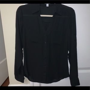 Express black long sleeve button down blouse